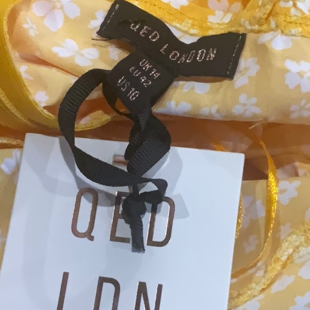 ❤️❤️ QED London Floral Dot Knot Front Yellow Dress❤️❤️new with tag size 10 - Picture 8 of 9